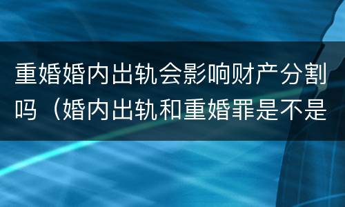 重婚婚内岀轨会影响财产分割吗（婚内出轨和重婚罪是不是一个意思呀）