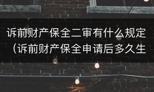 诉前财产保全二审有什么规定（诉前财产保全申请后多久生效）