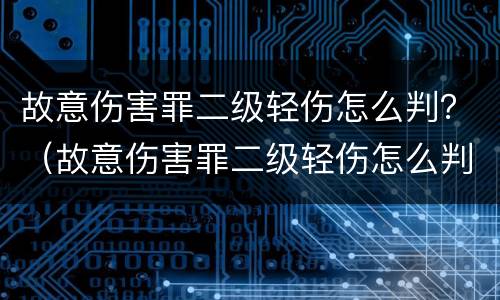 故意伤害罪二级轻伤怎么判？（故意伤害罪二级轻伤怎么判刑）