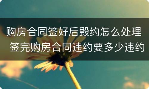 购房合同签好后毁约怎么处理 签完购房合同违约要多少违约金
