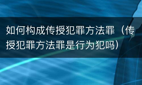 如何构成传授犯罪方法罪（传授犯罪方法罪是行为犯吗）