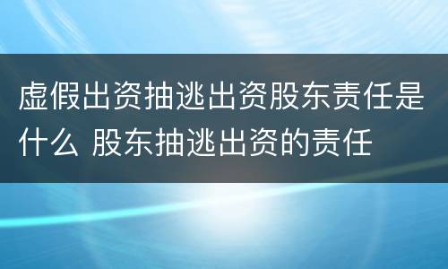 虚假出资抽逃出资股东责任是什么 股东抽逃出资的责任