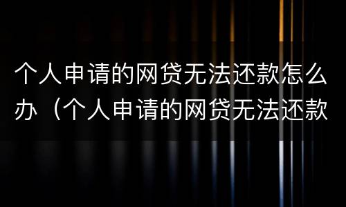个人申请的网贷无法还款怎么办（个人申请的网贷无法还款怎么办理）