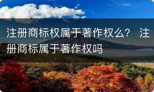 注册商标权属于著作权么？ 注册商标属于著作权吗