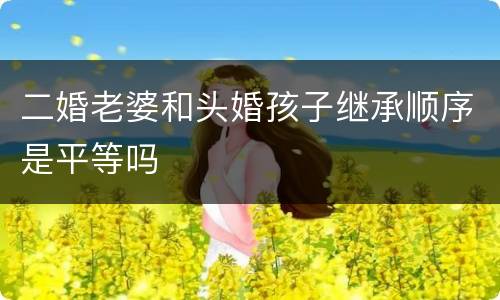 二婚老婆和头婚孩子继承顺序是平等吗