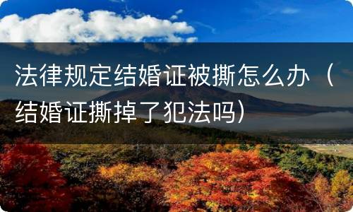 法律规定结婚证被撕怎么办（结婚证撕掉了犯法吗）