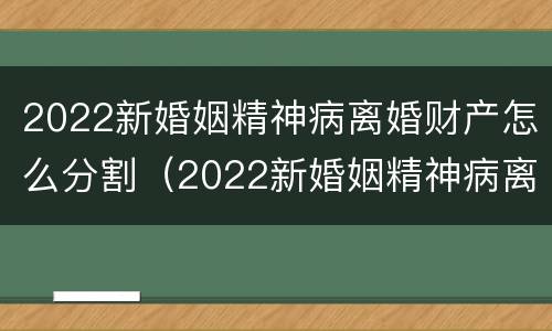 2022新婚姻精神病离婚财产怎么分割（2022新婚姻精神病离婚财产怎么分割的）