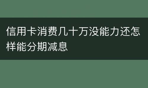 信用卡消费几十万没能力还怎样能分期减息