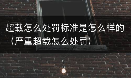 超载怎么处罚标准是怎么样的（严重超载怎么处罚）
