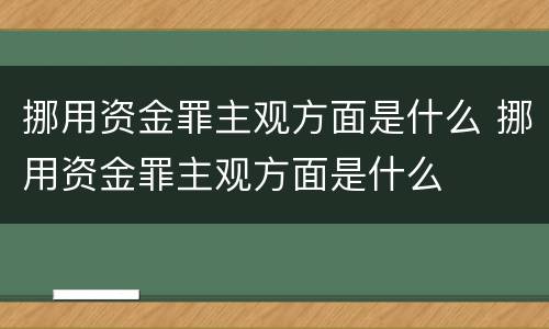 挪用资金罪主观方面是什么 挪用资金罪主观方面是什么