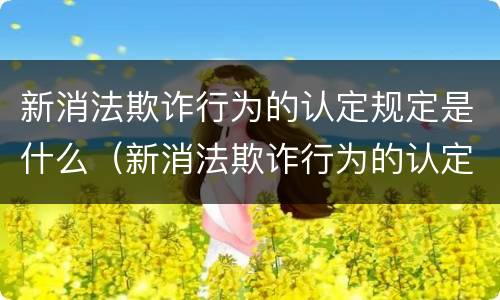 新消法欺诈行为的认定规定是什么（新消法欺诈行为的认定规定是什么）