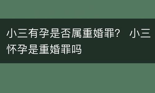 小三有孕是否属重婚罪？ 小三怀孕是重婚罪吗