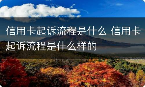 信用卡起诉流程是什么 信用卡起诉流程是什么样的