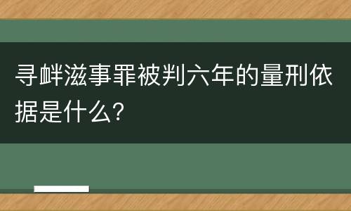 寻衅滋事罪被判六年的量刑依据是什么？