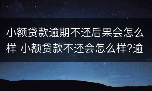 小额贷款逾期不还后果会怎么样 小额贷款不还会怎么样?逾期后果很严重