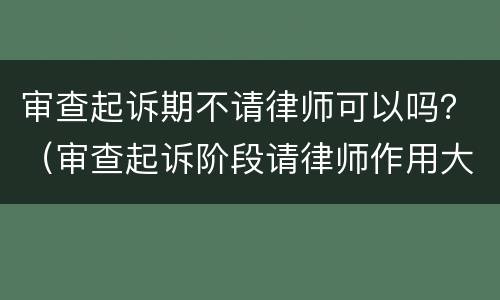审查起诉期不请律师可以吗？（审查起诉阶段请律师作用大不大）