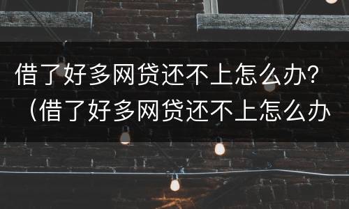 借了好多网贷还不上怎么办？（借了好多网贷还不上怎么办,要跟老公说吗）