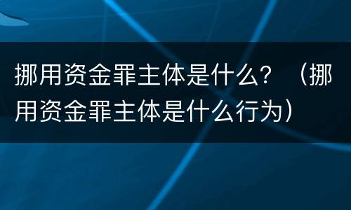 挪用资金罪主体是什么？（挪用资金罪主体是什么行为）