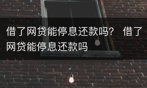 借了网贷能停息还款吗？ 借了网贷能停息还款吗