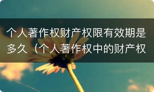 个人著作权财产权限有效期是多久（个人著作权中的财产权）