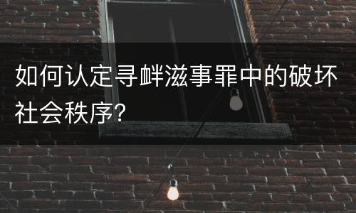 如何认定寻衅滋事罪中的破坏社会秩序？