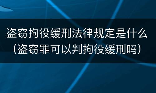 盗窃拘役缓刑法律规定是什么（盗窃罪可以判拘役缓刑吗）
