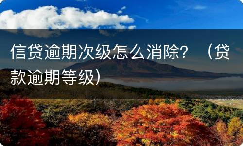 信贷逾期次级怎么消除？（贷款逾期等级）