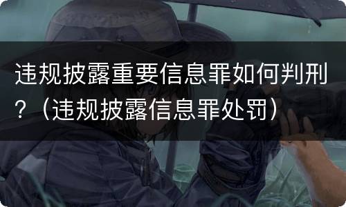 违规披露重要信息罪如何判刑?（违规披露信息罪处罚）