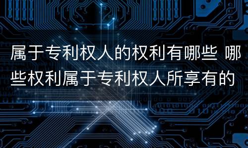 属于专利权人的权利有哪些 哪些权利属于专利权人所享有的权利