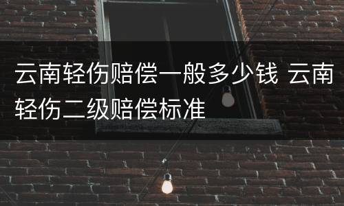 云南轻伤赔偿一般多少钱 云南轻伤二级赔偿标准
