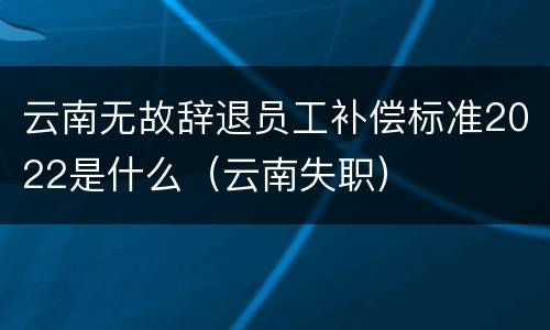 云南无故辞退员工补偿标准2022是什么（云南失职）