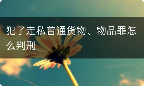 犯了走私普通货物、物品罪怎么判刑