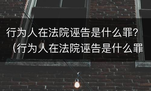 行为人在法院诬告是什么罪？（行为人在法院诬告是什么罪行）