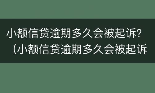 小额信贷逾期多久会被起诉？（小额信贷逾期多久会被起诉成功）