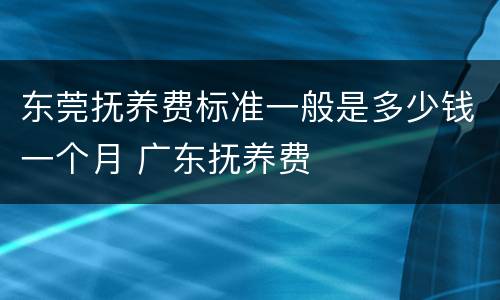 东莞抚养费标准一般是多少钱一个月 广东抚养费