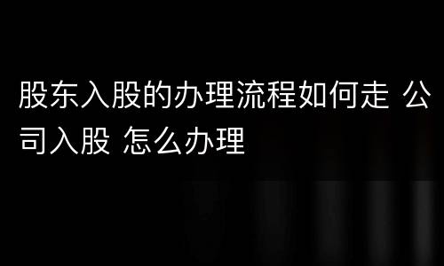 股东入股的办理流程如何走 公司入股 怎么办理