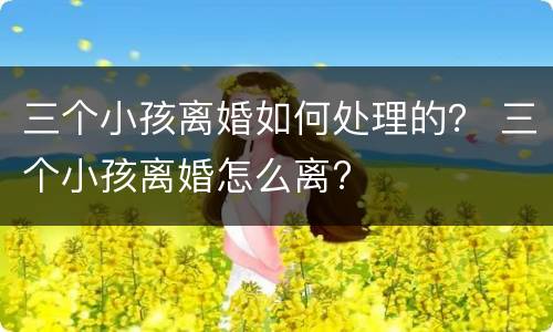 三个小孩离婚如何处理的？ 三个小孩离婚怎么离?