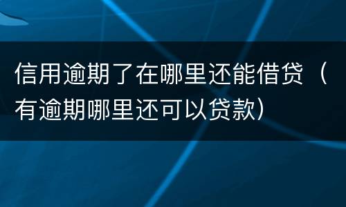信用逾期了在哪里还能借贷（有逾期哪里还可以贷款）