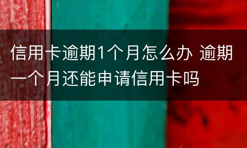信用卡逾期1个月怎么办 逾期一个月还能申请信用卡吗