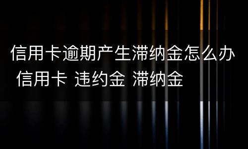 信用卡逾期产生滞纳金怎么办 信用卡 违约金 滞纳金