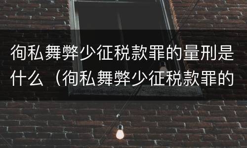 徇私舞弊少征税款罪的量刑是什么（徇私舞弊少征税款罪的量刑是什么意思）