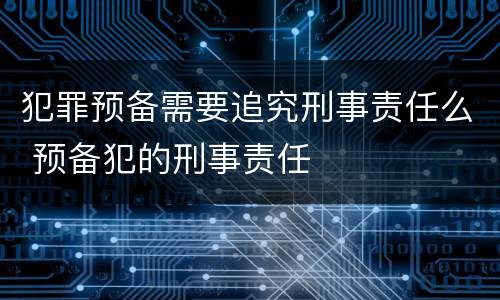 犯罪预备需要追究刑事责任么 预备犯的刑事责任