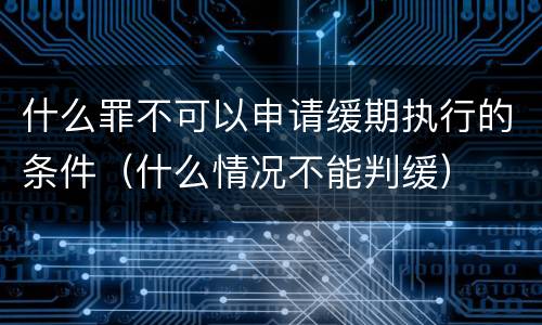 什么罪不可以申请缓期执行的条件（什么情况不能判缓）
