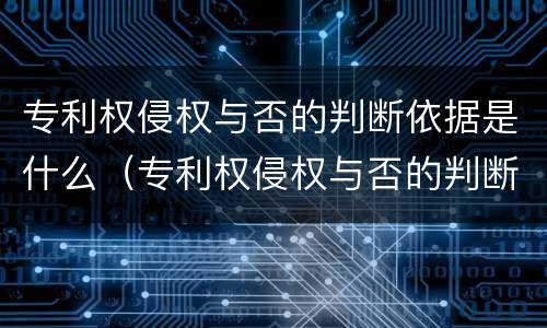 专利权侵权与否的判断依据是什么（专利权侵权与否的判断依据是什么呢）