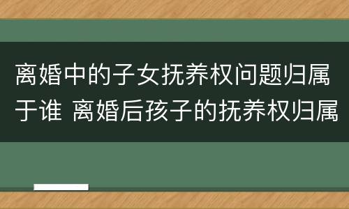离婚中的子女抚养权问题归属于谁 离婚后孩子的抚养权归属问题