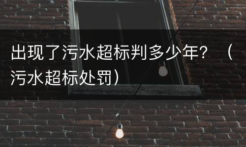 出现了污水超标判多少年？（污水超标处罚）