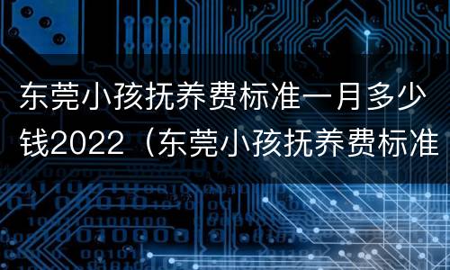 东莞小孩抚养费标准一月多少钱2022（东莞小孩抚养费标准一月多少钱2022年）