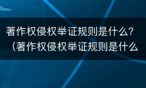 著作权侵权举证规则是什么？（著作权侵权举证规则是什么意思）