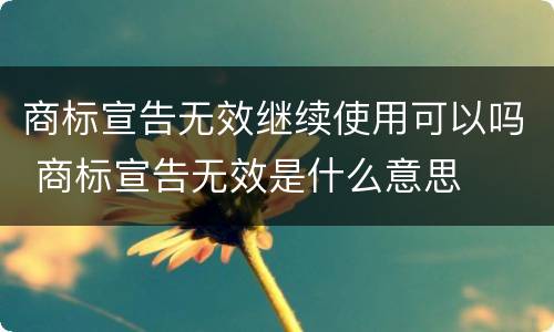 商标宣告无效继续使用可以吗 商标宣告无效是什么意思