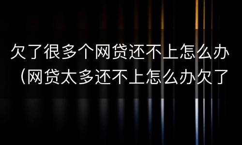 欠了很多个网贷还不上怎么办（网贷太多还不上怎么办欠了好几十个）
